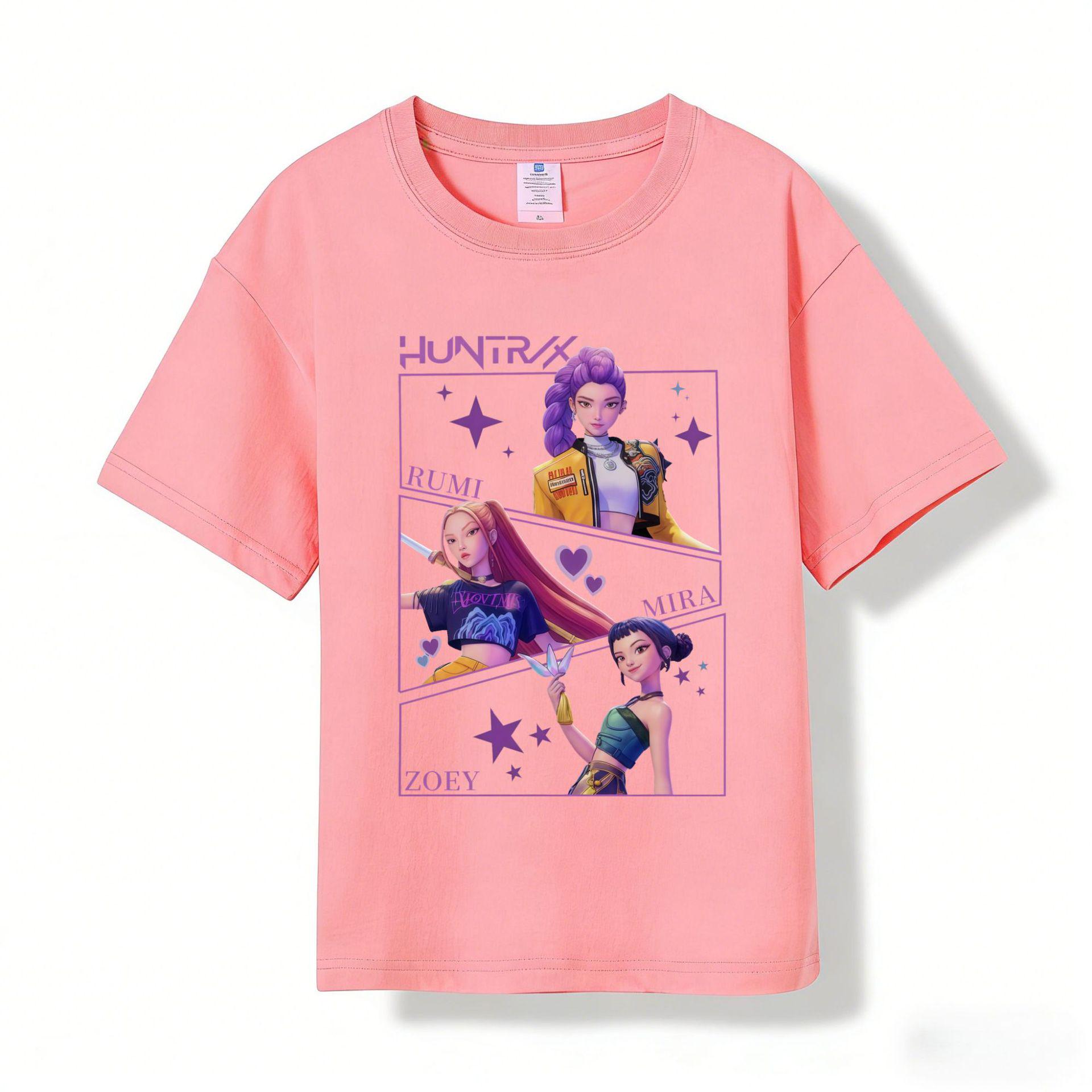 

180g Pure Cotton Short Sleeve T-Shirt with Demon Slayer Corps Cartoon Print for Kids 120 cm