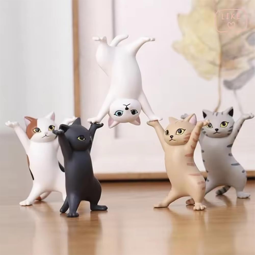 XIANFQNKJ Pen Holder, Pen Stand, Raised Paw Cat Design, Set of 5, Stylish Pen Holder, Seductive Cat, Cute Cat Figurine, Small Item Holder, Cute Item,