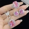 BELLA BOX Trendy Long Pillow Shaped Pink Zircon Jewelry Set Suitable For Women's Daily Party Fashion Jewelry