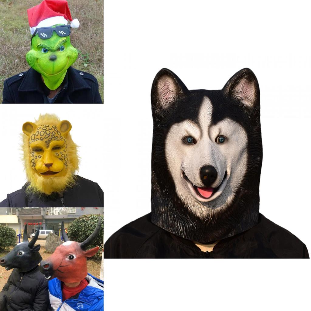 Rolig djurhuvudbonad för Halloween Cosplay Latexmaterial Olika designer Perfekt för utklädning Roliga rekvisita Karaktärer)