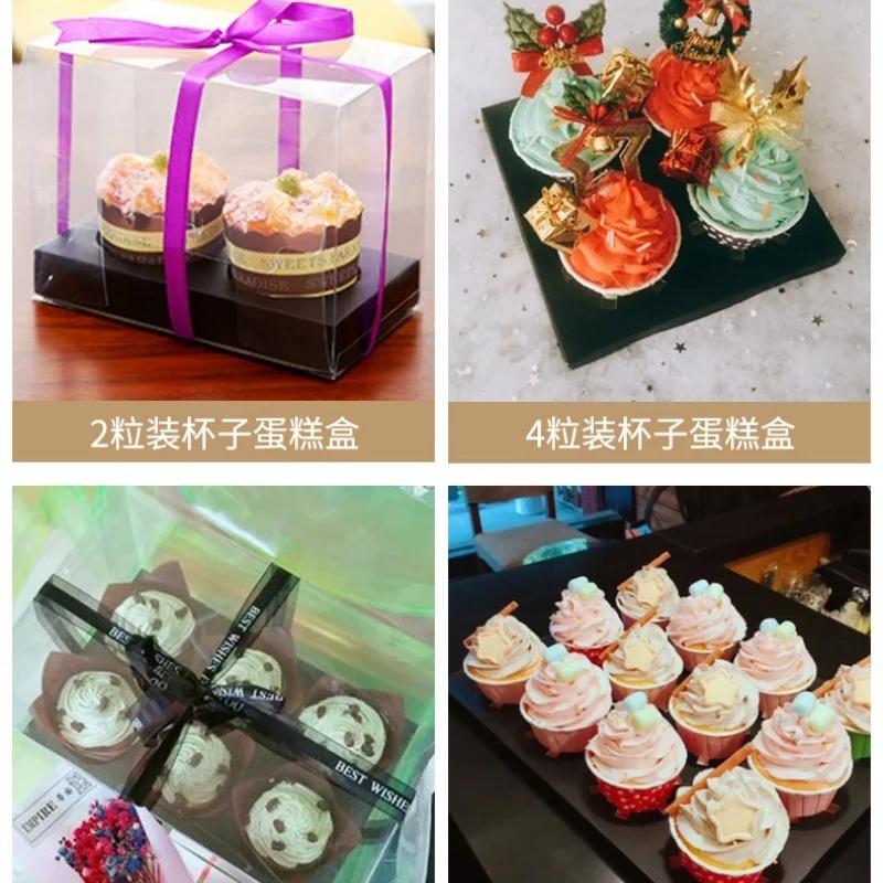 2/4/6/12Tablets Cake Box Clear Transparent Gift Box Moon Cake/ Cupcake Packaging Box Wedding Party Cake