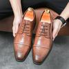 2025 Spring and Autumn Large Size White Leather Shoes Men's Business Dress Leather Shoes Size 38-46 British Leather Shoes Wedding Shoes