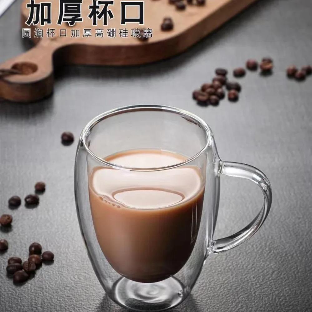 1 ADET Çift Cidarlı Cam Bardak Isı Yalıtımlı Şeffaf El Yapımı Çay İçecek Bardakları MINI Viski Bardakları Kulplu Kahve Kupası