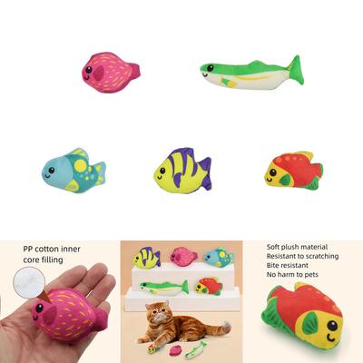 Fish Shape Cat Plush Toy Soft Stuffed Bite-Resistant Interactive Pet Chew Toy Teeth Cleaning Emotional Soothing Cat Supplies