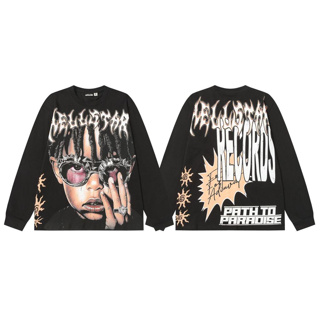 Cross 2025 Hellstar Trendy High Street Loose Long Sleeve Hoodie for Men & Women – Autumn Wear