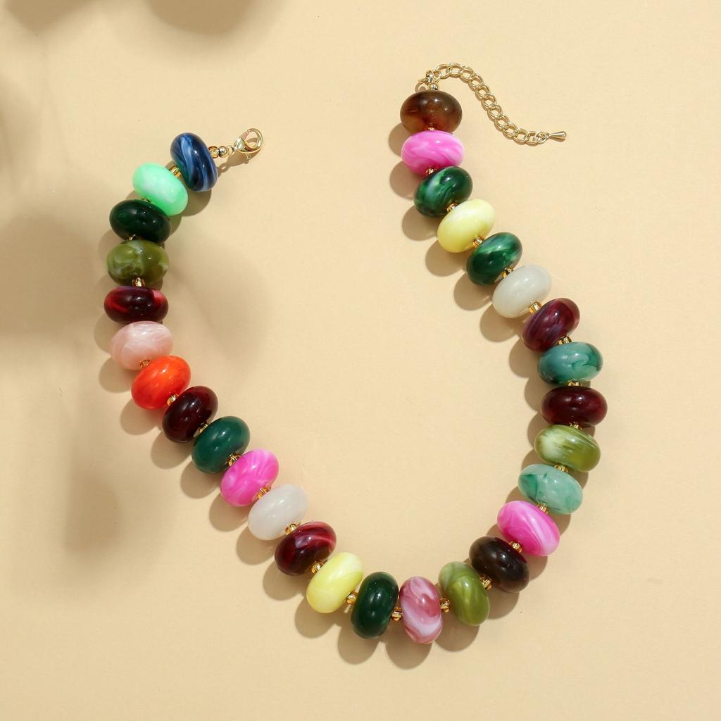 Collana Colorata Esagerata con Perline alla Moda per Donna Design di Nicchia Collana Impilabile Versatile