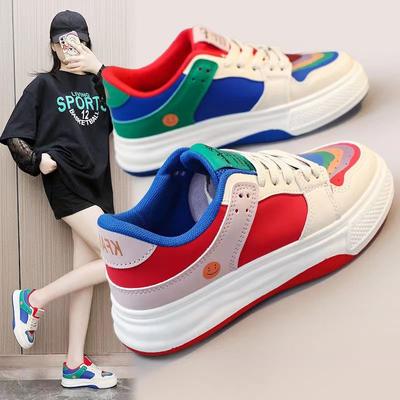 Rainbow Color-Blocking Women's Sneakers New Women's Breathable Shoes Original Niche Thick Bottom Mandarin Duck Casual Sneaker