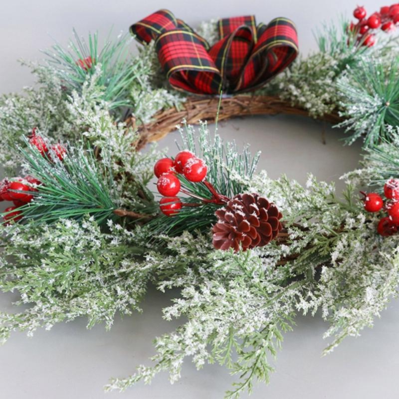 Holiday Charm Pine Branch Wreath Christmas Wreath Hangings with Pinecones and Berries for Welcoming Door Decors