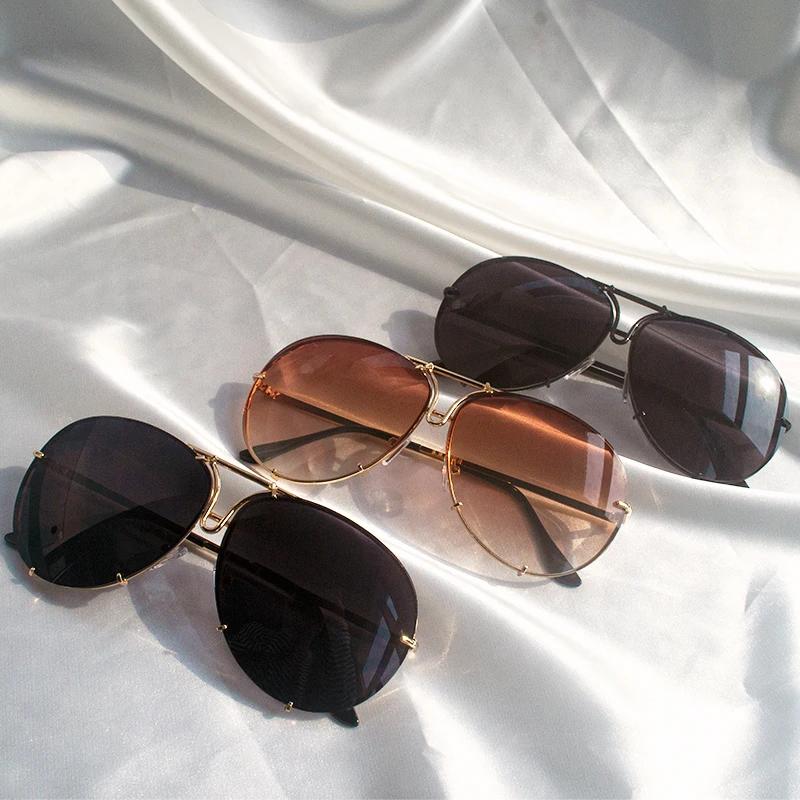 New Classic Pilot Oversized Men Sunglasses Vintage Metal Sun Glasses Women Mirror Gradient Colors Driving Male Shades Uv400