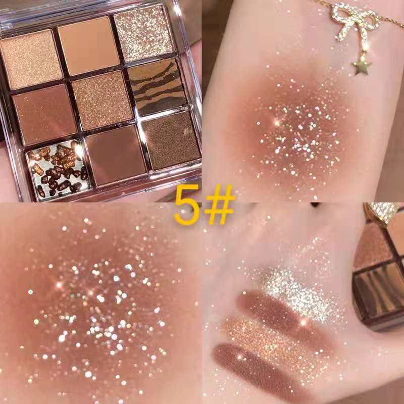 DIKALU 9-Color Earth Tone Eyeshadow Palette - Shimmer & Matte, Transparent Douyin Style.