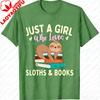 Summer Unisex Fashion Short Sleeve TShirt Sloth and Book Lover Reading Design Stylish Unisex TShirt for Casual Everyday Outfits Tees