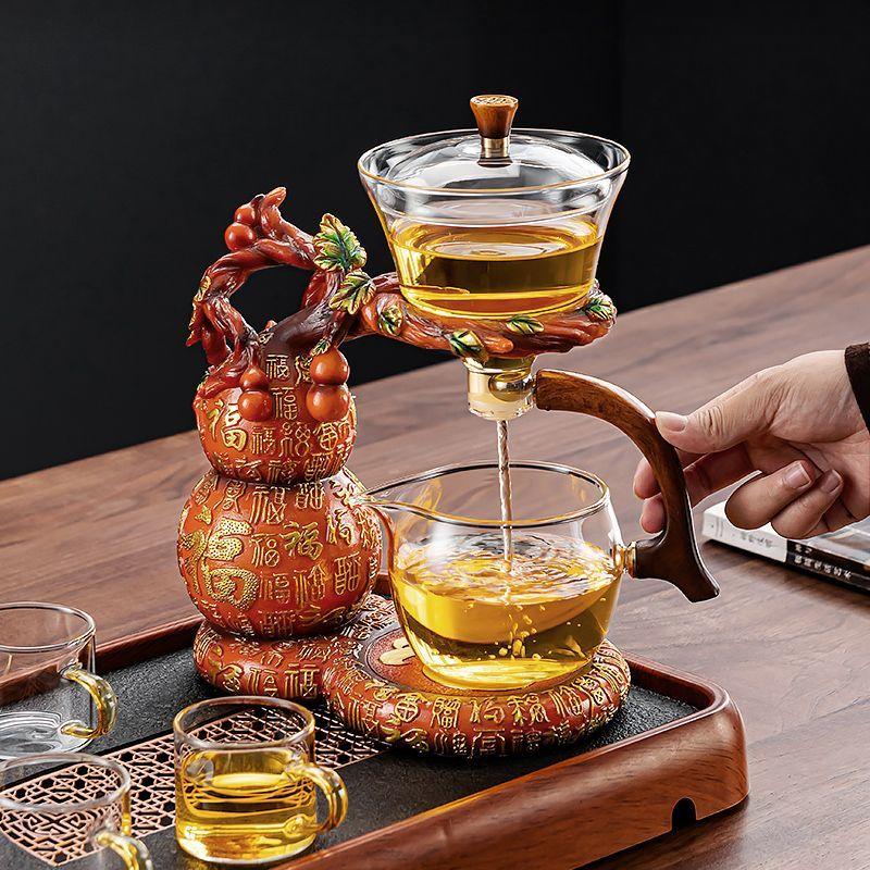 Heat Resistant Glass Tea Set with Anti Scald Handle Automatic Brewing Magnetic Device Luxury Gift for Home Use