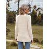 GMXIA Autumn Women's Round Neck Frosted Pit Strip Solid Color Top Long Sleeve T-shirt
