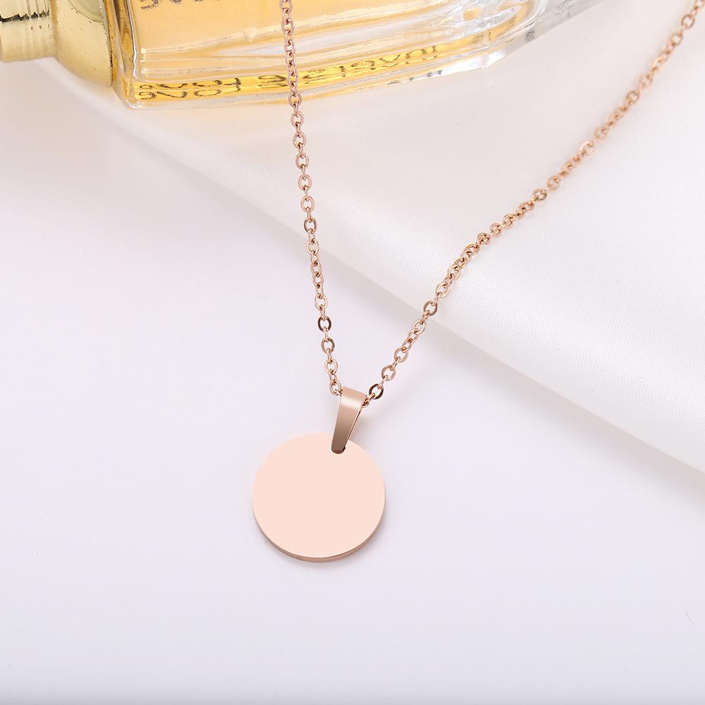 DOTIFI Stainless Steel Necklace Round Circle Pendant For Women Elegant Clavicle Rose Gol dNecklace Wedding Jewelry