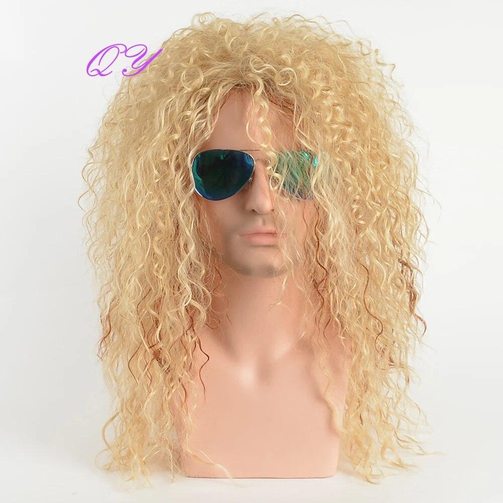 Synthetic Long Blonde  Water Ripple Hair Wigs For Men Curly Natural Wig Adjustable Size Suitable for Daily Wear Man Hair Wig