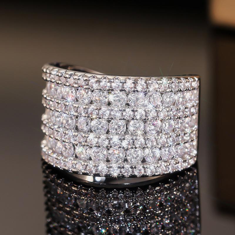 Sparkling wax zircon ring girl, engagement party jewelry, luxury style ring