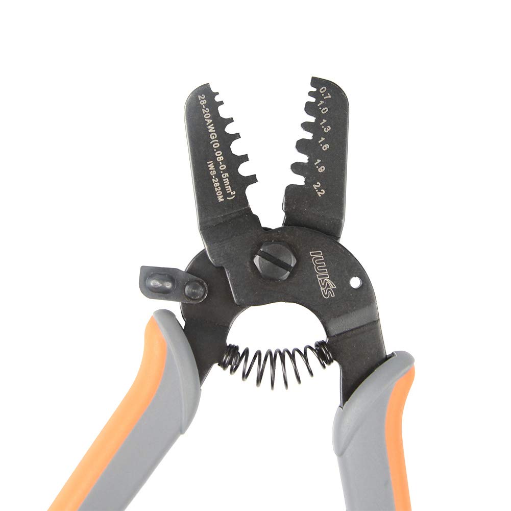 IWISS Precision Crimping Pliers for Open Barrel Terminals, 0.08-0.5mm, 2-Piece Set, IWS-2820M