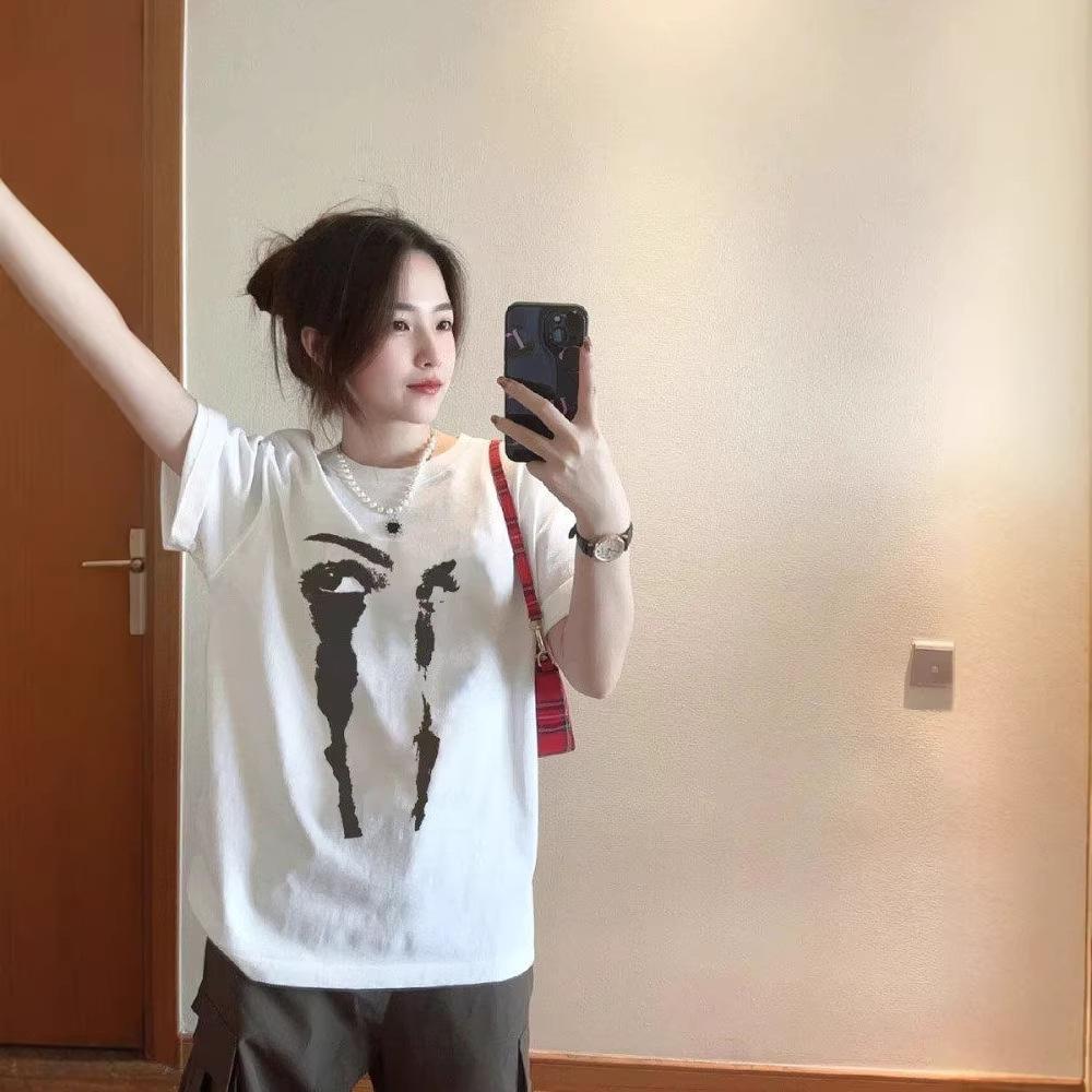 American high street white cotton short-sleeved t-shirt women's summer new trendy brand fat mm large size loose half-sleeved top ins