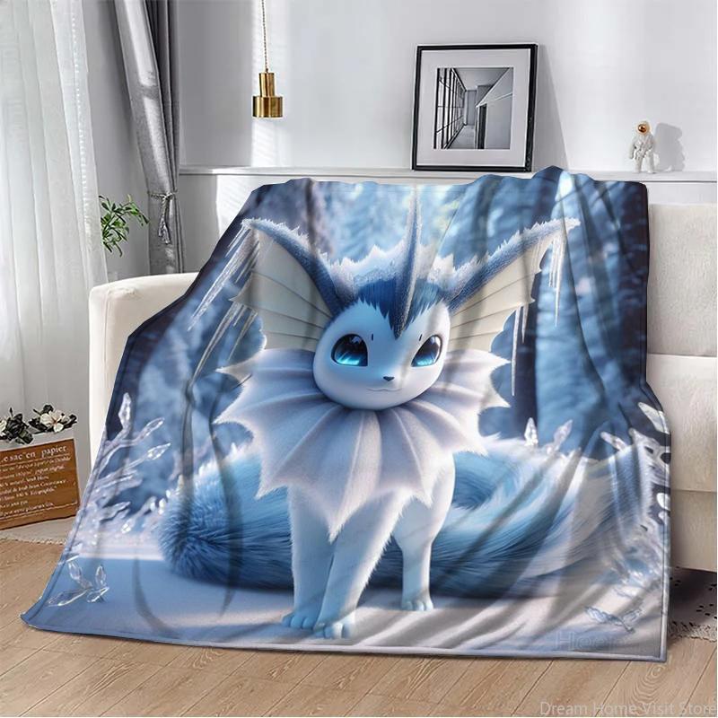 Japan Anime Pokemon Cartoon Eevee Soft Blankets,Warm Throw Blanket Comfortable Blanket for Picnic Beds Sofa Home Bedroom Kids