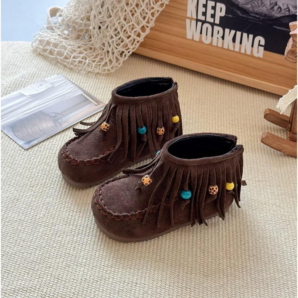 Children Ankle Boots Tassels Girls Short Boots Round Toes for Autumn Winter Kids Princess Boots Soft Bottom