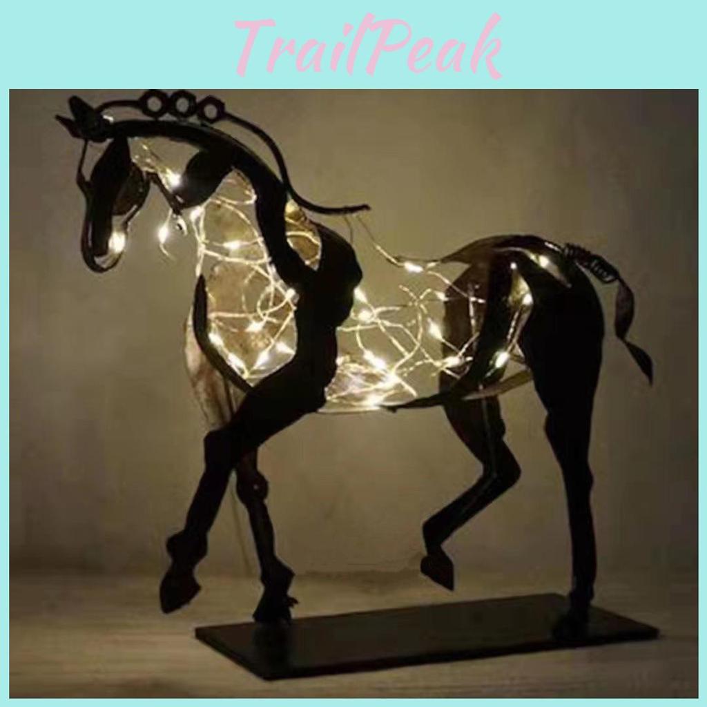 Metal Iron Horse Figurine With Luminescent Effect For Home Or Office Space