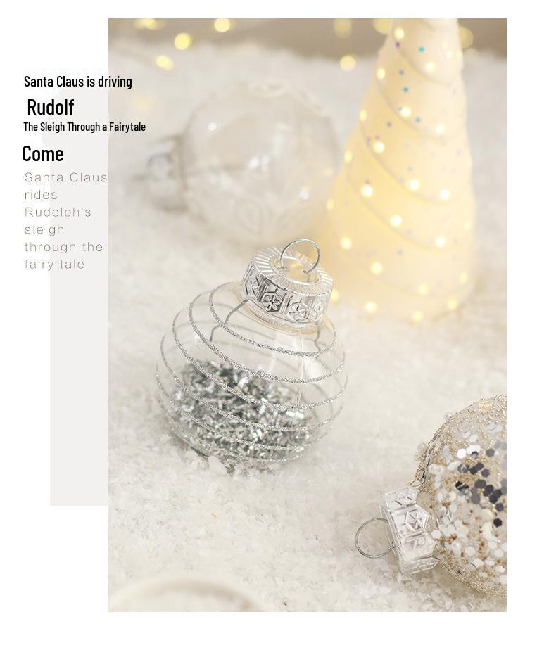Painted Silver & White Christmas Ball Set: Elegant Tree Ornaments