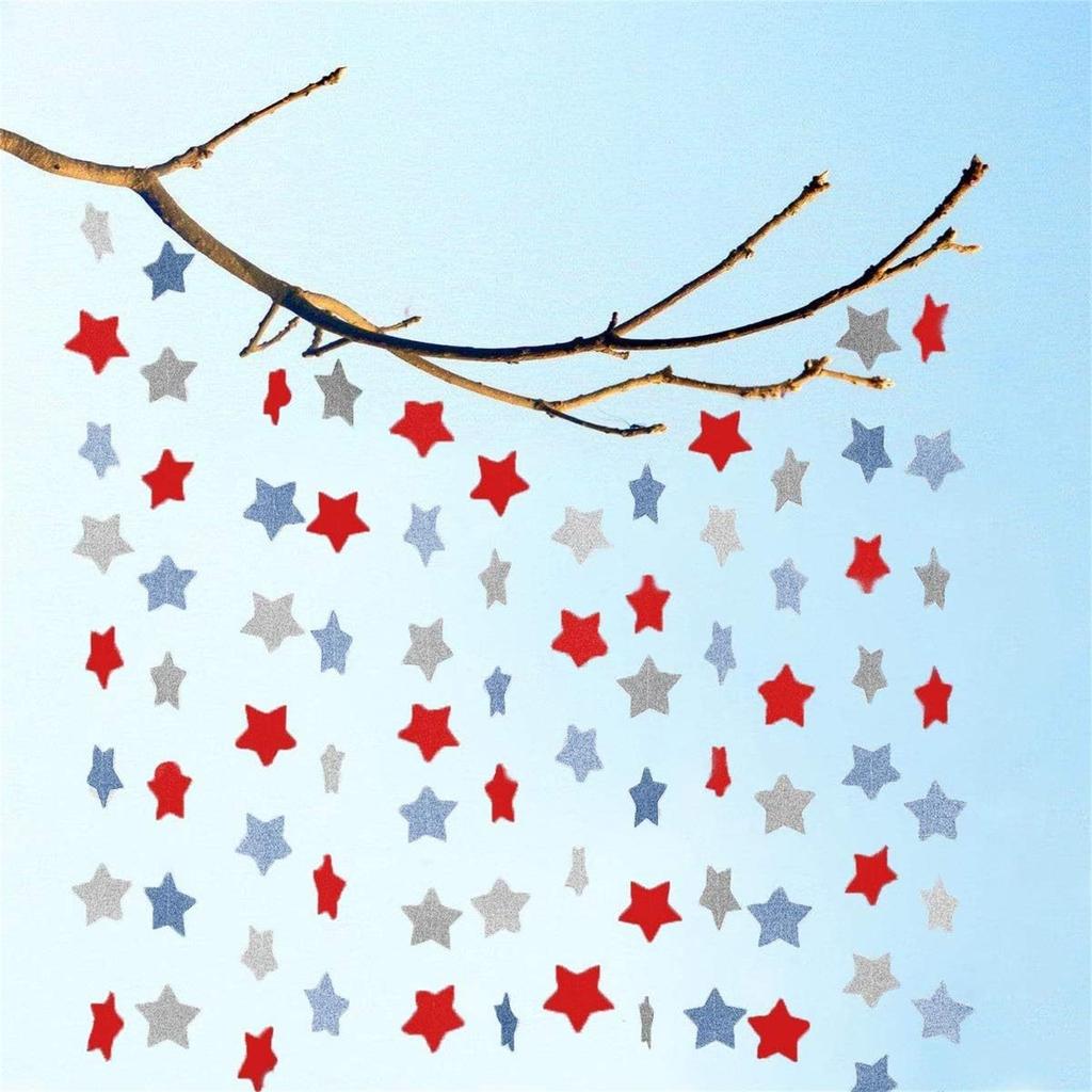 Independence Day2.5m 22 Pieces Of Golden Paper Red Blue Star Art Party Decoration Glitter Star Art