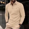 Autumn and Winter New Men's Pocket Jacquard Polo Shirt Stand-up Collar Long-sleeved Sports Tops