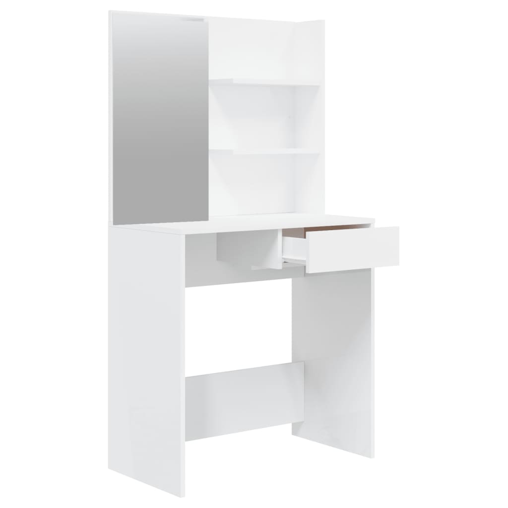Vidaxl Dressing Table Set, Glossy White, 74.5X40X141 Cm