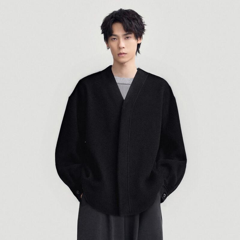 HERBEL Men's Wool-Silk Blend Short Overcoat