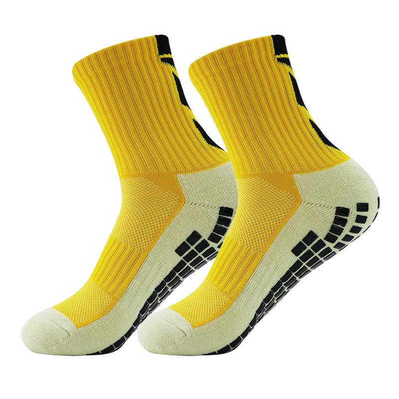 Men's Non-Slip Glue-Dot Football Socks - Thick Towel Cushion, Mid-Tube Training Sports Socks