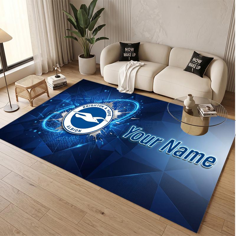 Personalized Crystal Velvet Carpet Brighton & Hove Albion Football Pattern Non Slip Floor Rug