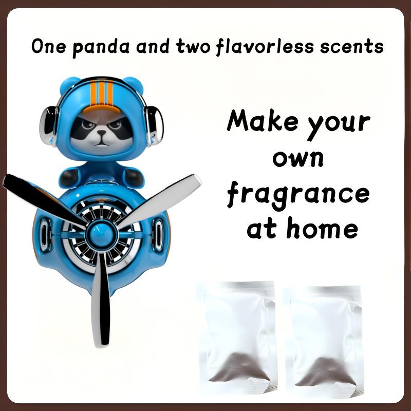 Cool Panda Pilot Car Air Freshener with Rotating Propeller Bobbing Panda Head Car Vent Fragrance Diffuser Car Trendy Decoration