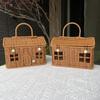Rattan Storage Basket House Shape with Lid Organizer Box for Home Closet Pantry Organization Toys Blankets Books Picnic Supplies