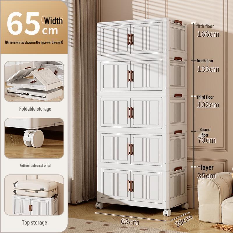 Movable Bedroom & Living Room Storage Cabinet: Folding Wardrobe & Plastic Organizer Shelving Unit