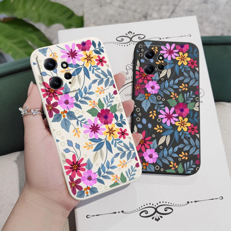 Beautiful Flowers Phone Case For Xiaomi Redmi Note 14 13 12 12S 11 11S 10 10T 10S 9 9S 8 7 Pro Plus 4G 5G Liquid Silicone Cover
