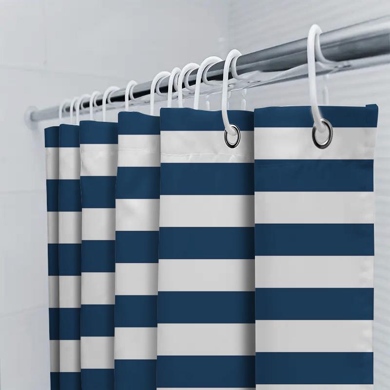 Gerahmter Auffälliger Blau Weißer Duschvorhang Mit Streifen Perfekt Für Ihre Badezimmerdekoration Premium Stoff Duschvorhang Wasserdicht