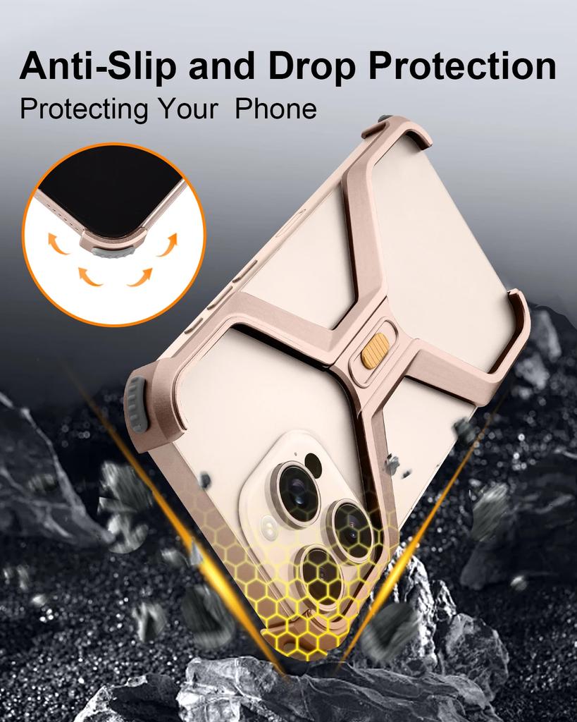 Oatsbasf Bezrámový kovový X-tvarovaný kryt na telefon pro iPhone 16 Pro/Pro Max Hliníková slitina Minimalistický nárazuvzdorný ochranný kryt