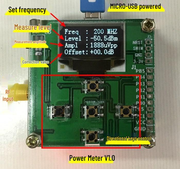 

Вимірювач потужності ВЧ V1.0 LF-8000MHz від -65 до 15 дБм Супутниковий шукач та Зірковий тюнер RF Power 8000 8000MHz Range