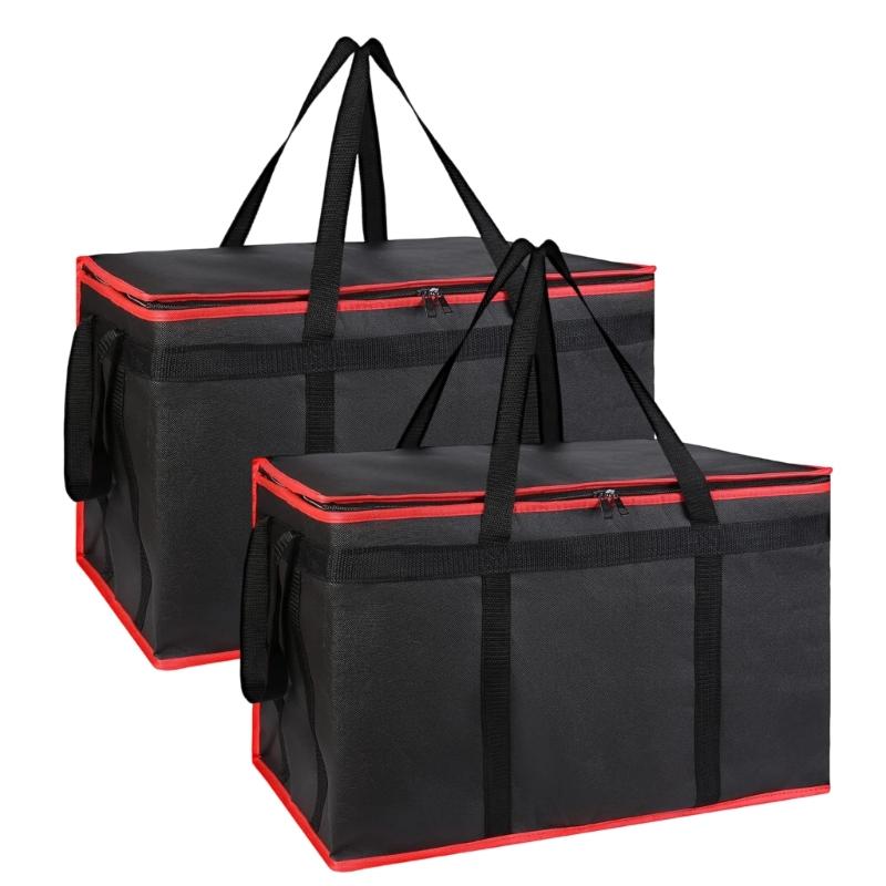 2PCs Heavy Type Insulated Pizza Delivery Bags With Thermals Insulation Waterproof Lining Keep Food Cold Hot Outdoor Event