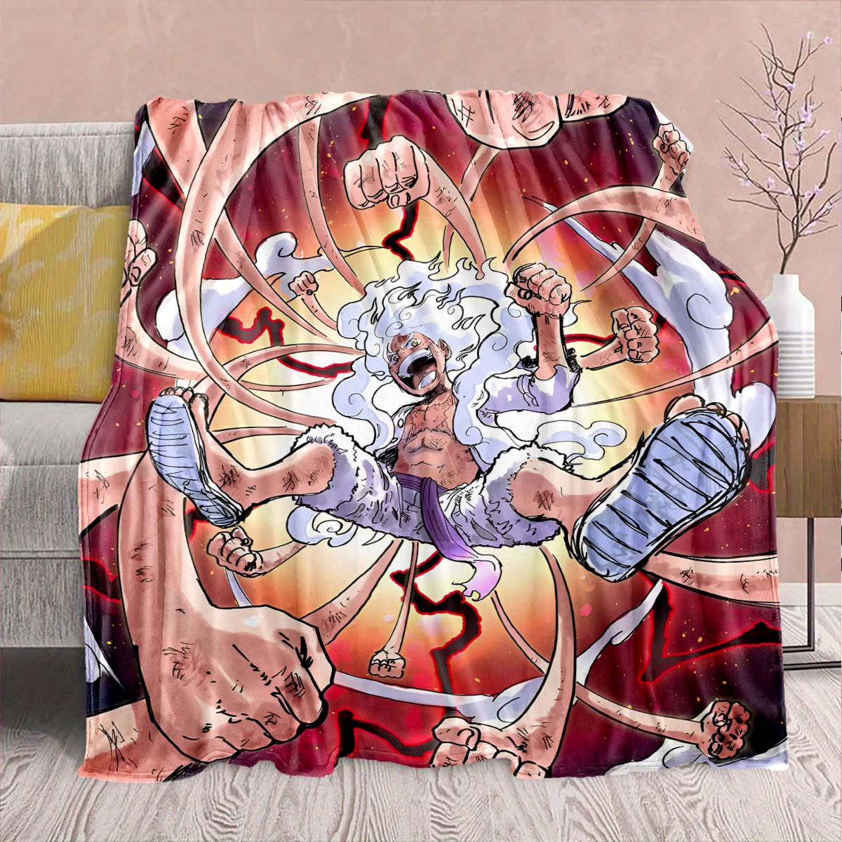 

One Piece Anime Flannel Blanket - Soft Warm Perfect for Sofa, Bedding Camping Travel Office Home Decor -QJY 75x90cm