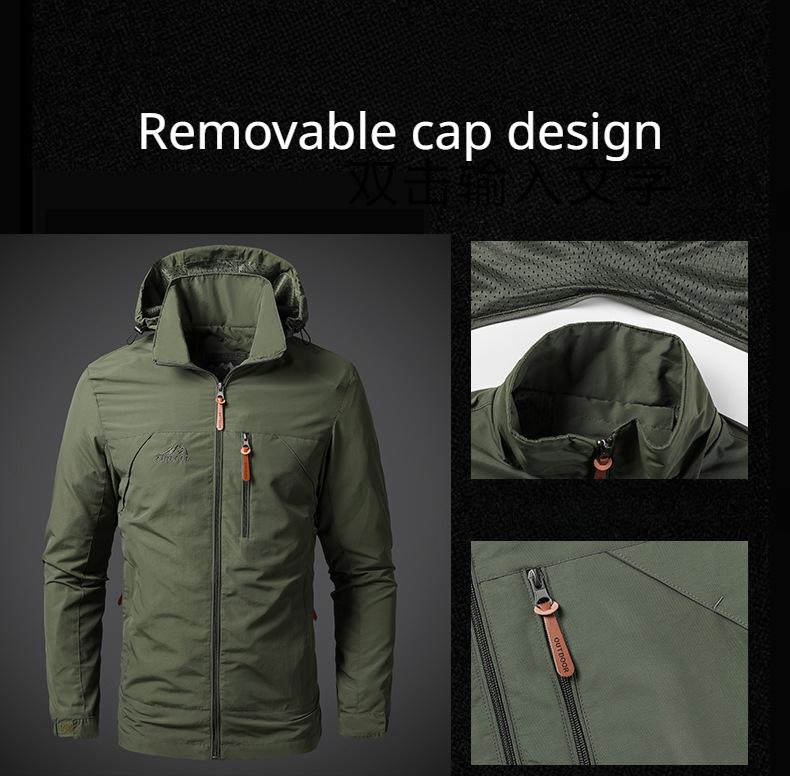 Chaqueta impermeable para hombre, chaqueta con capucha, chaqueta informal para hombre, top juvenil holgado y versátil