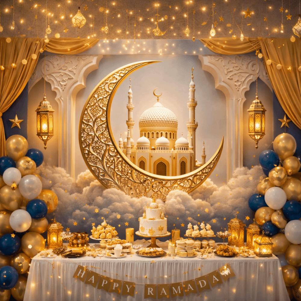 Elegant Design Ramadhan Mural Banner Durable Material Photography Background Cloth  Room Decoration
