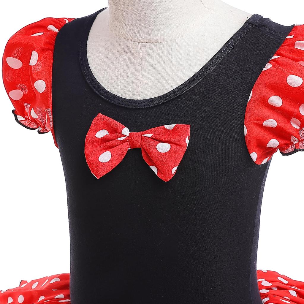Dressy Daisy Minnie Mouse Halloween Costume for Girls, Kids, Polka Dot Skirt, Short Sleeves, Bow Tie, and Headband, Size 90, Ages 12-24 Months