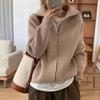 WTEMPO Women's Knit Zip Up Jacket Fall Winter High Collar Full Zip Sweater Cardigan, Long Sleeve Relaxed Fit Thick Knit Coat