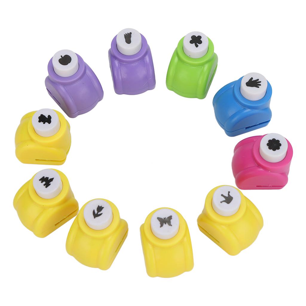 10pcs Holes Punchers Different Patterns Easy Operation Portable Punch Craft Set for DIY Crafts Cards