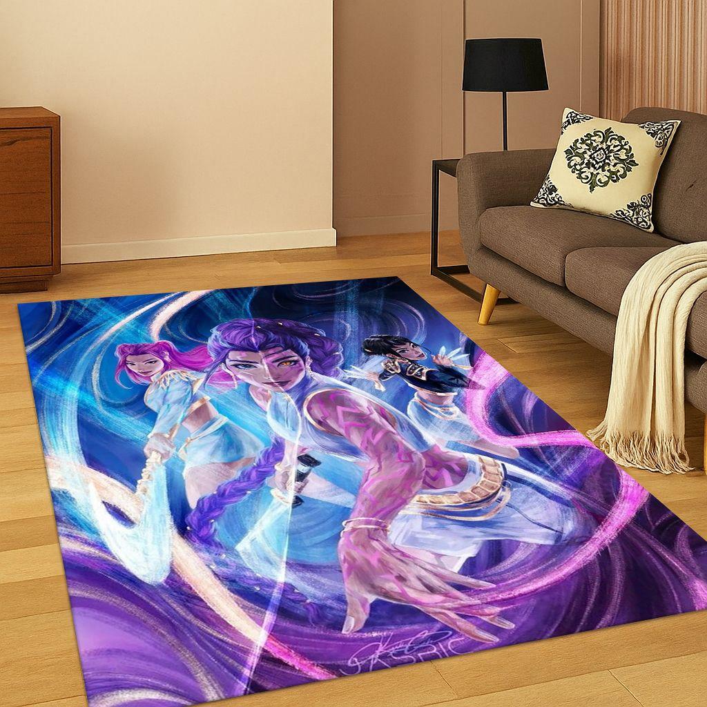 Kpop Demon Hunters Rumi Mira Zoey Music Cartoon Carpet Rug for Bedroom Living Room Sofa Home Decor,Non-slip Floor Mat Gift