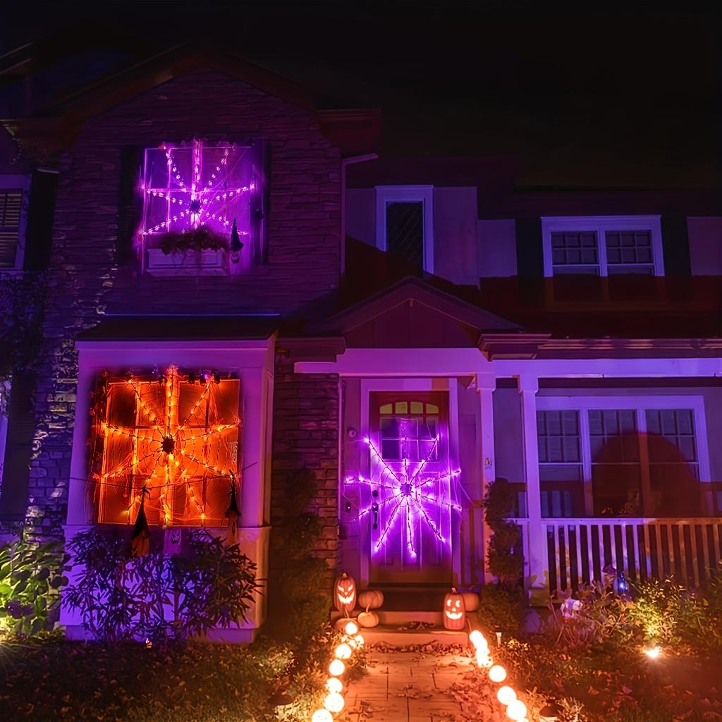 70LED Halloween Spider Web Lights Holiday Ambient Light with 8-Mode Remote Controlled for Horror Theme Party Garden Outdor Decor