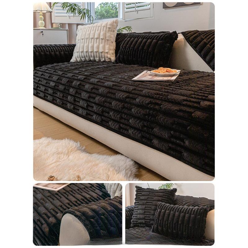 Cream Style Sofa Cushion Autumn and Winter Thickening Plush Cushion Winter Non-Slip Thickened Sofa Cover Cloth