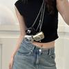Mini Fashionable Chain Shoulder Bag For Girls In Gold Black Silver Soft Pu Material
